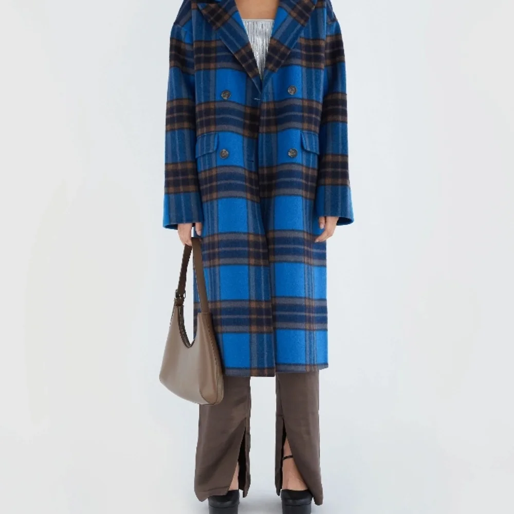 OAK + FORT oversized Plaid Wool Blend Coat - Picture 4 of 4